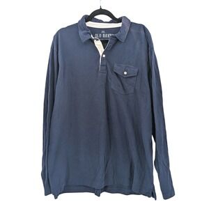 Y2K Old Navy Long Sleeve Polo Shirt XXL Navy Blue Cotton Casual 2000s